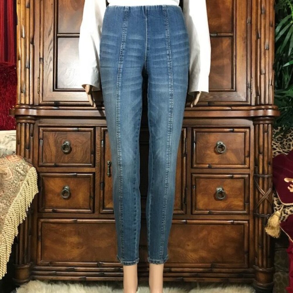 Motto Med Blue Hollywood Waist Top Seamed Stretch Ankle Jean